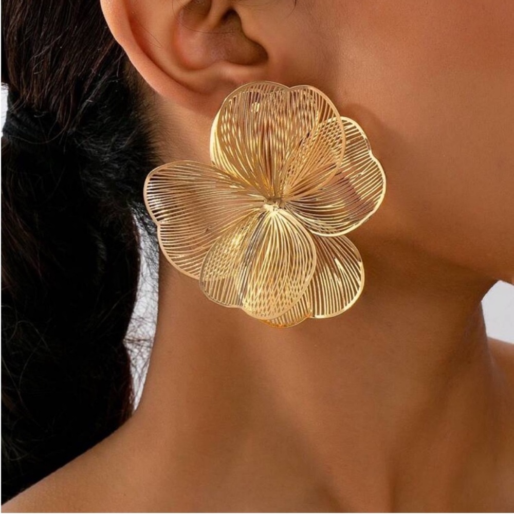 Gold Filigree Floral Couture Earrings